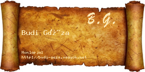 Budi Géza névjegykártya
